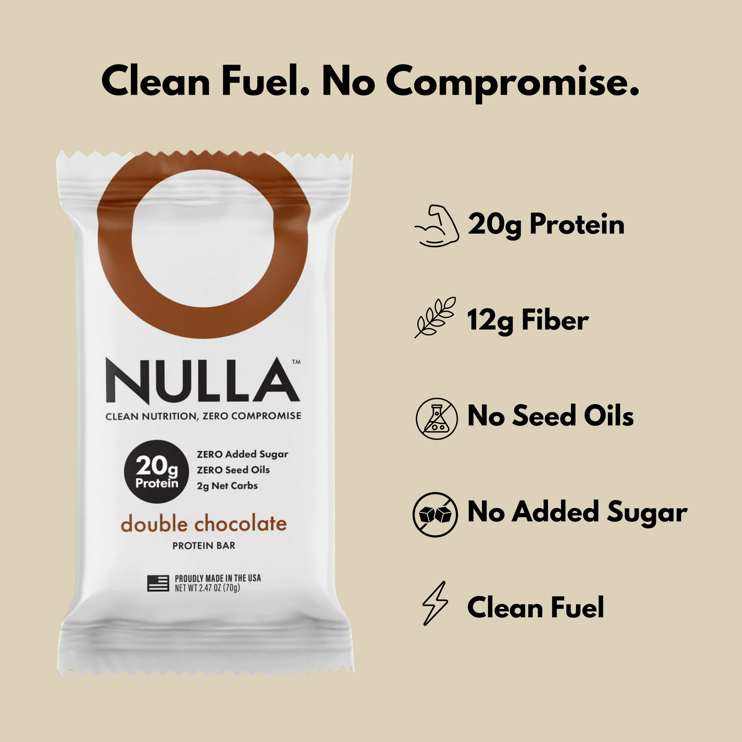 CleanForm Nutrition Nulla Protein Bar - Double Chocolate - Box of 12