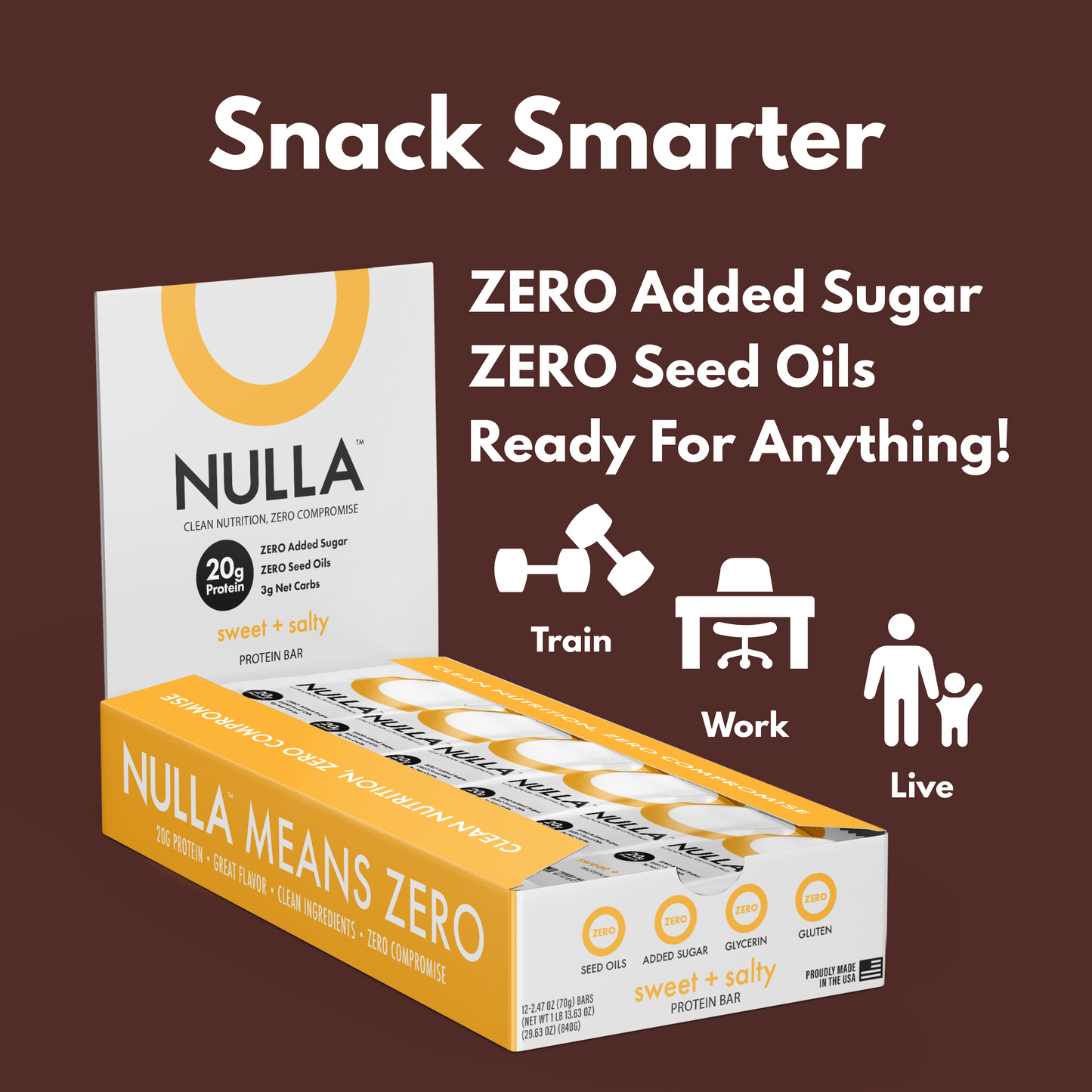 CleanForm Nutrition Nulla Protein Bar - Sweet & Salty - Box of 12