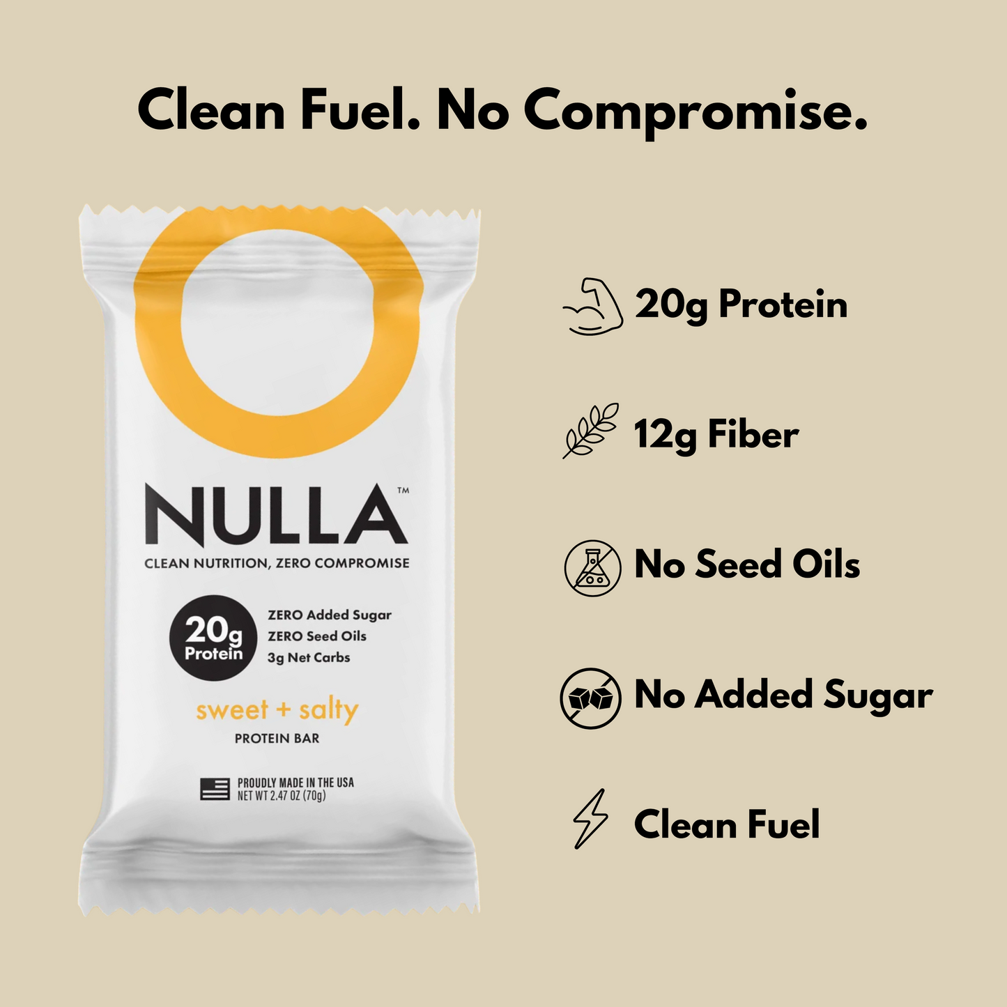 CleanForm Nutrition Nulla Protein Bar - Sweet & Salty - Box of 12