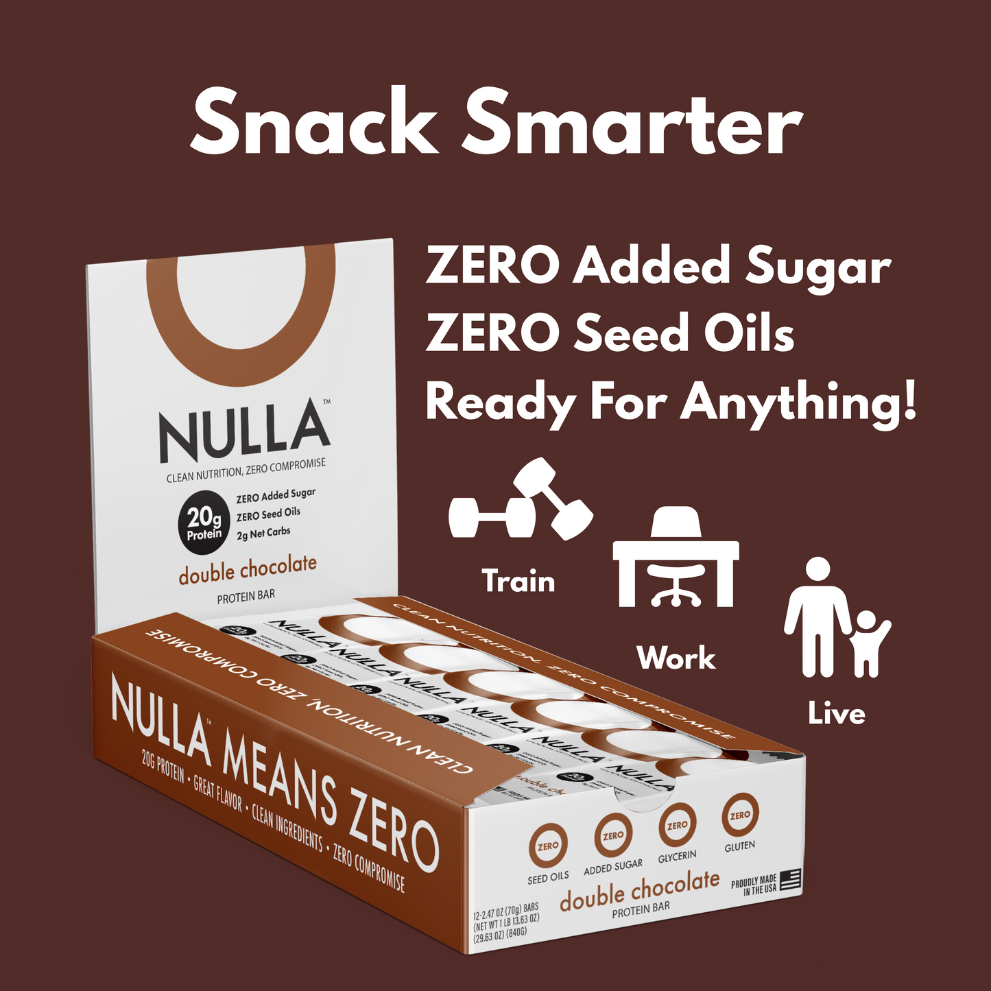 CleanForm Nutrition Nulla Protein Bar - Double Chocolate - Box of 12