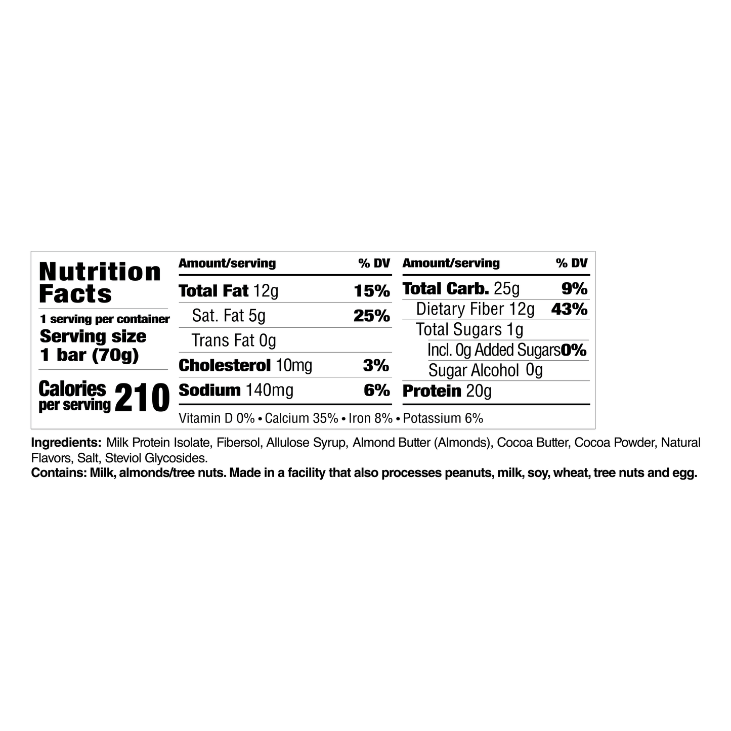 CleanForm Nutrition Nulla Protein Bar - Double Chocolate - Box of 12
